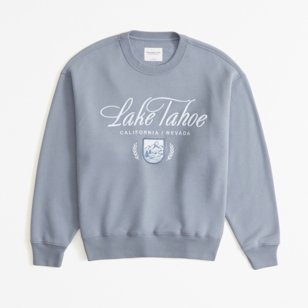 MEDIUM Blue Grey Cute Crew Neck Sweater - Picture 8 of 9